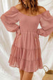 Smocked Long Flounce Sleeve Tiered Dress -BazaarBey - www.shopbazaarbey.com