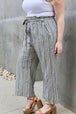  Find Your Path   Waist Striped Culotte Pants Bazaarbey