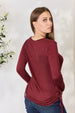  Full Size Drawstring Round Neck Long Sleeve Top Trendsi