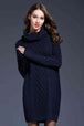 Woven Right Full Size Mixed Knit Cowl Neck Dropped Shoulder Sweater Dress Bazaarbey