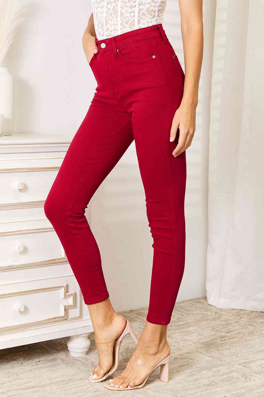   High Waist Tummy Control Skinny Jeans Trendsi