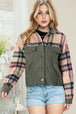 Plaid Collared Neck Button Down Jacket Trendsi