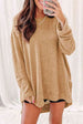 Waffle-Knit Round Neck Long Sleeve Sweatshirt Trendsi