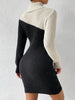 Contrast Turtleneck Sweater Dress -BazaarBey - www.shopbazaarbey.com