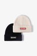 NEWYORK Patch Rib-Knit Cuffed Beanie Trendsi