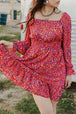 Printed Smocked Flounce Sleeve Dress -BazaarBey - www.shopbazaarbey.com