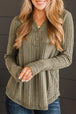 BazaarBey Ribbed Buttoned Long Sleeve Blouse Trendsi