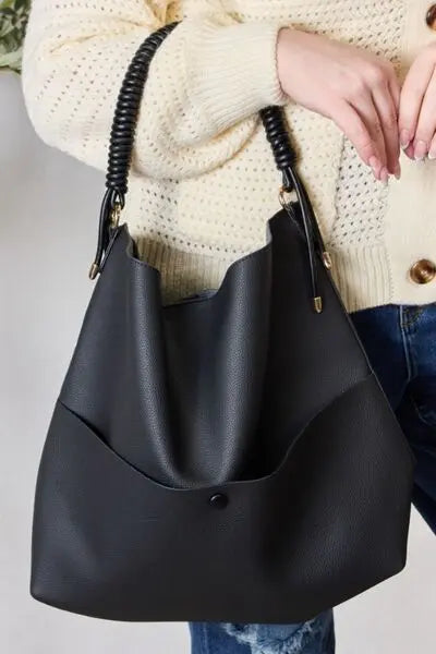  Vegan Leather Handbag with Pouch Trendsi