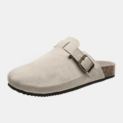 Suede Closed Toe Buckle Slide Trendsi