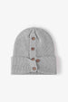 Button Detail Rib-Knit Cuff Beanie Trendsi