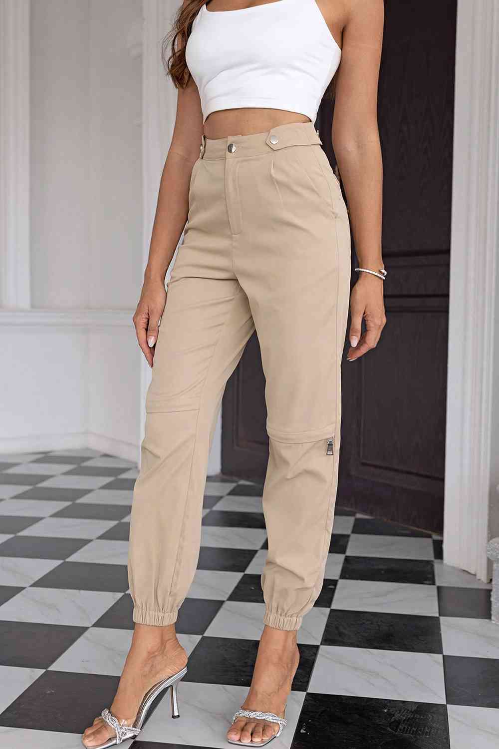 High Waist Pants with Pockets Bazaarbey