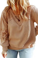 Plus Size Waffle -Knit V-Neck Long Sleeve Blouse Trendsi