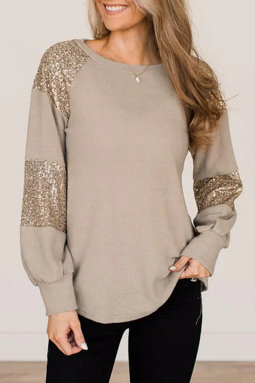  Round Neck Long Sleeve T-Shirt Trendsi