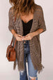 Fringe Hem Slit Open Front Cardigan Bazaarbey