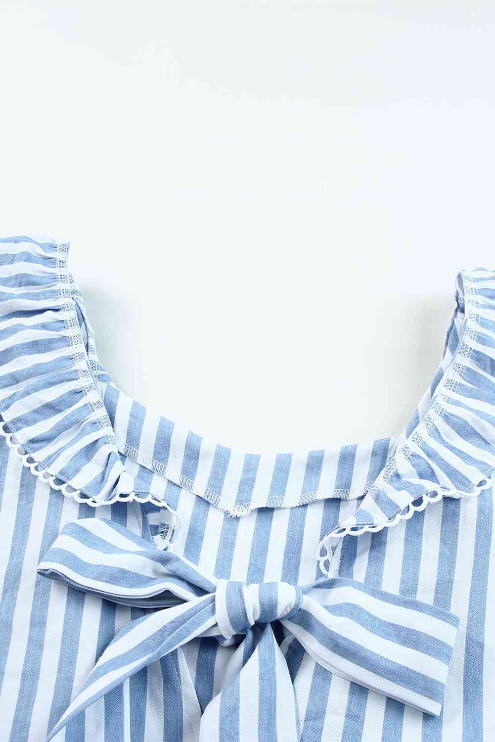 Striped Tie Back Ruffled Tank Bazaarbey