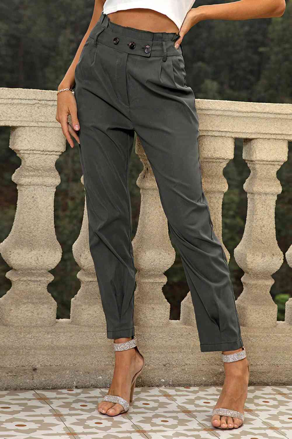 High Waist Cropped Pants Bazaarbey