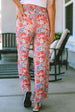 Printed Tie Waist Wide Leg Long Pants Bazaarbey