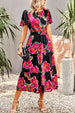 Floral Puff Sleeve Tiered Midi Dress -BazaarBey - www.shopbazaarbey.com