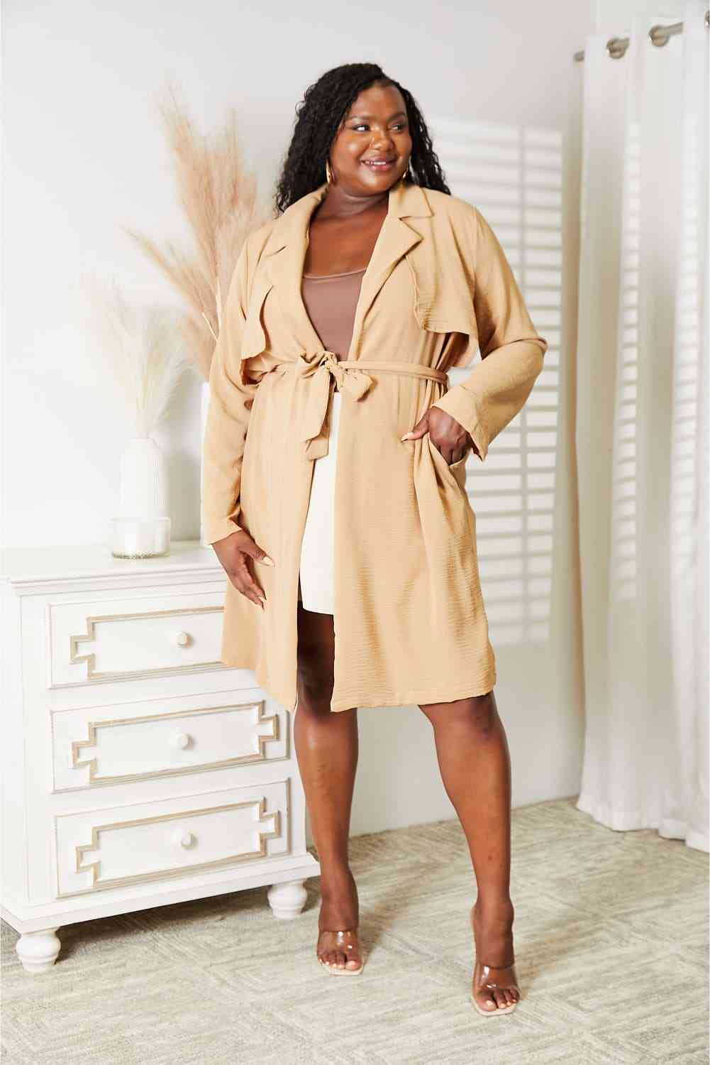   Tied Trench Coat with Pockets Trendsi