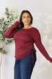  Full Size Drawstring Round Neck Long Sleeve Top Trendsi