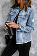 Distressed Raw Hem Denim Jacket Bazaarbey