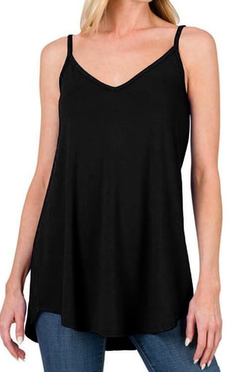 Full Size Spaghetti Strap V-Neck Flowy Tunic Cami Bazaarbey