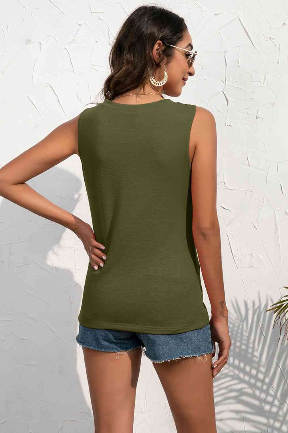 Buttoned Deep V Tank Bazaarbey