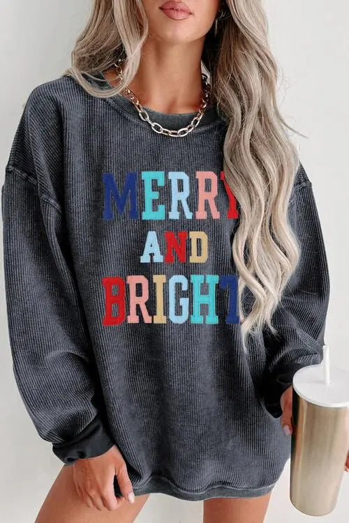 MERRY AND BRIGHT Graphic Sweatshirt Bazaarbey