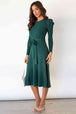 Round Neck Long Sleeve Tie Waist Sweater Dress Bazaarbey