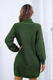 Buttoned Turtleneck Long Sleeve Sweater Dress Bazaarbey