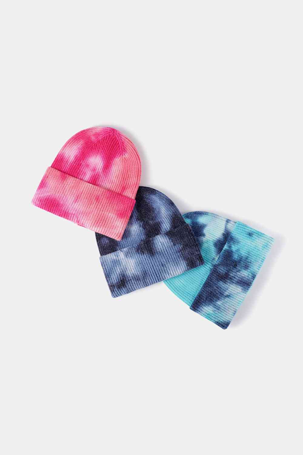 Tie-Dye Cuffed Rib-Knit Beanie Hat Trendsi