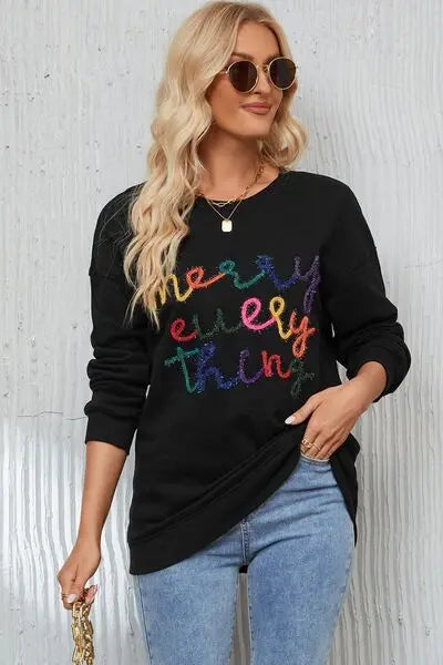 Letter Graphic Dropped Shoulder Sweatshirt Bazaarbey