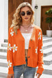 Floral Ribbed Trim Drop Shoulder Cardigan Trendsi