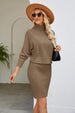 Ribbed Mock Neck Long Sleeve Dress Bazaarbey