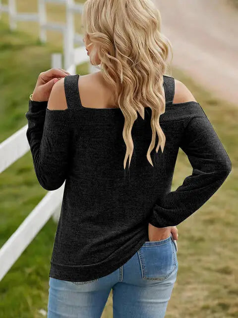 Full Size Cutout Cold Shoulder Blouse Trendsi