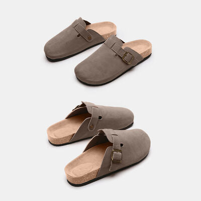 Suede Closed Toe Buckle Slide Trendsi