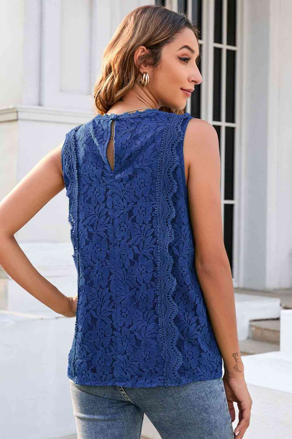 Lace V-Neck Tank Bazaarbey