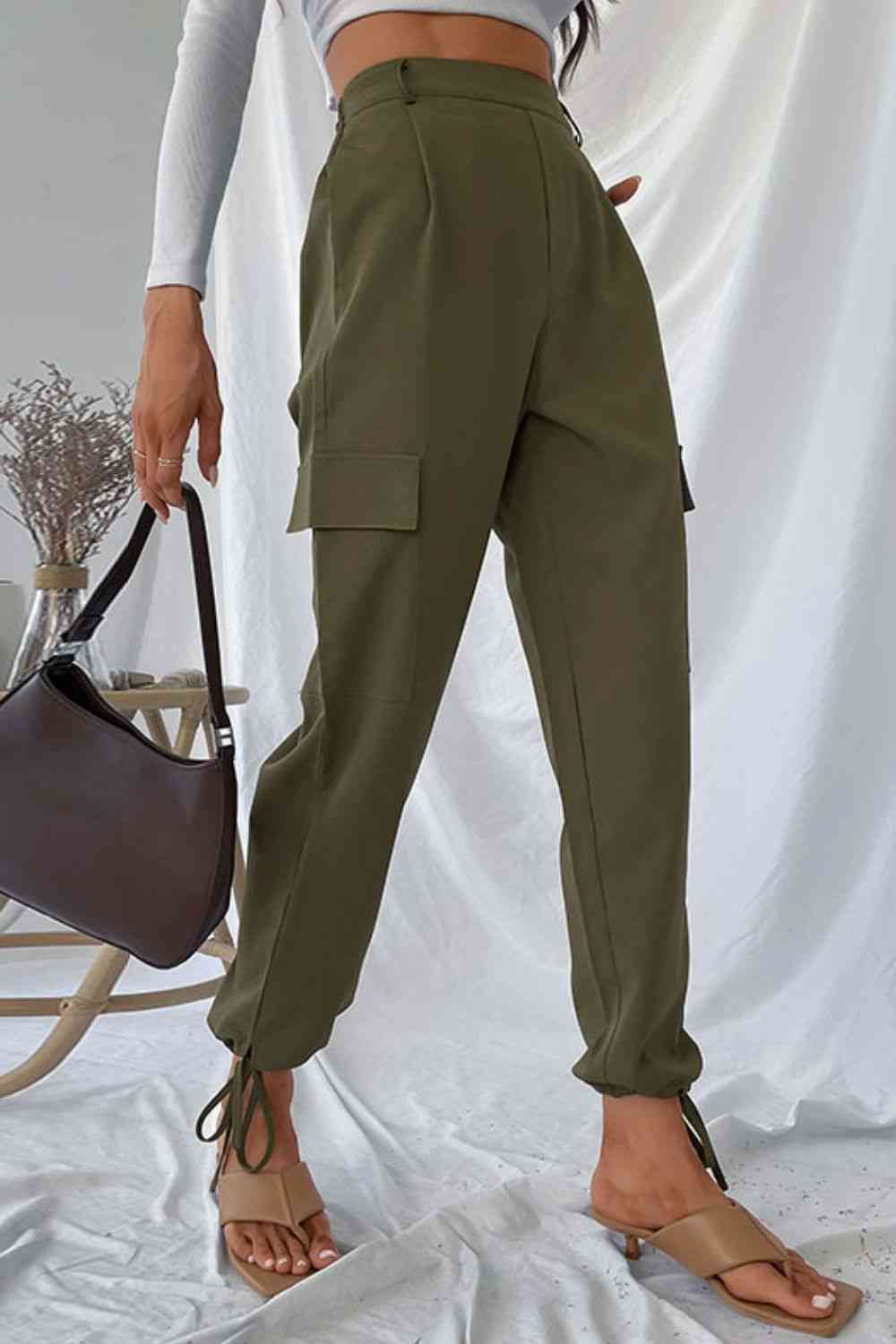 Drawstring Ankle Cargo Pants Bazaarbey