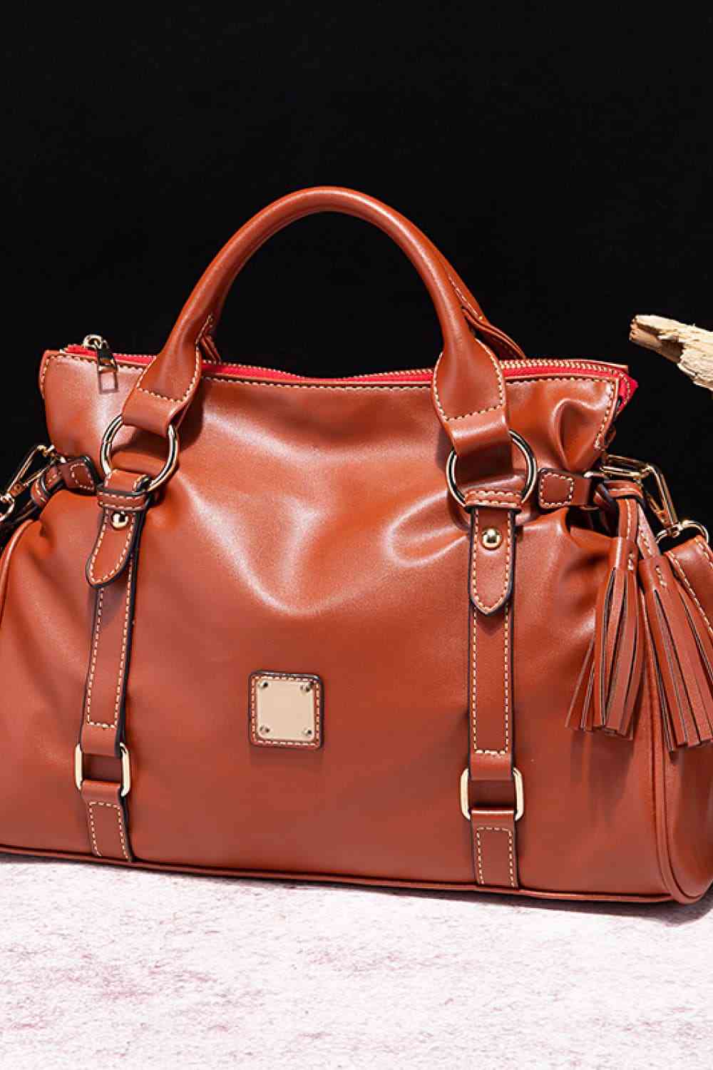 PU Leather Handbag with Tassels Bazaarbey