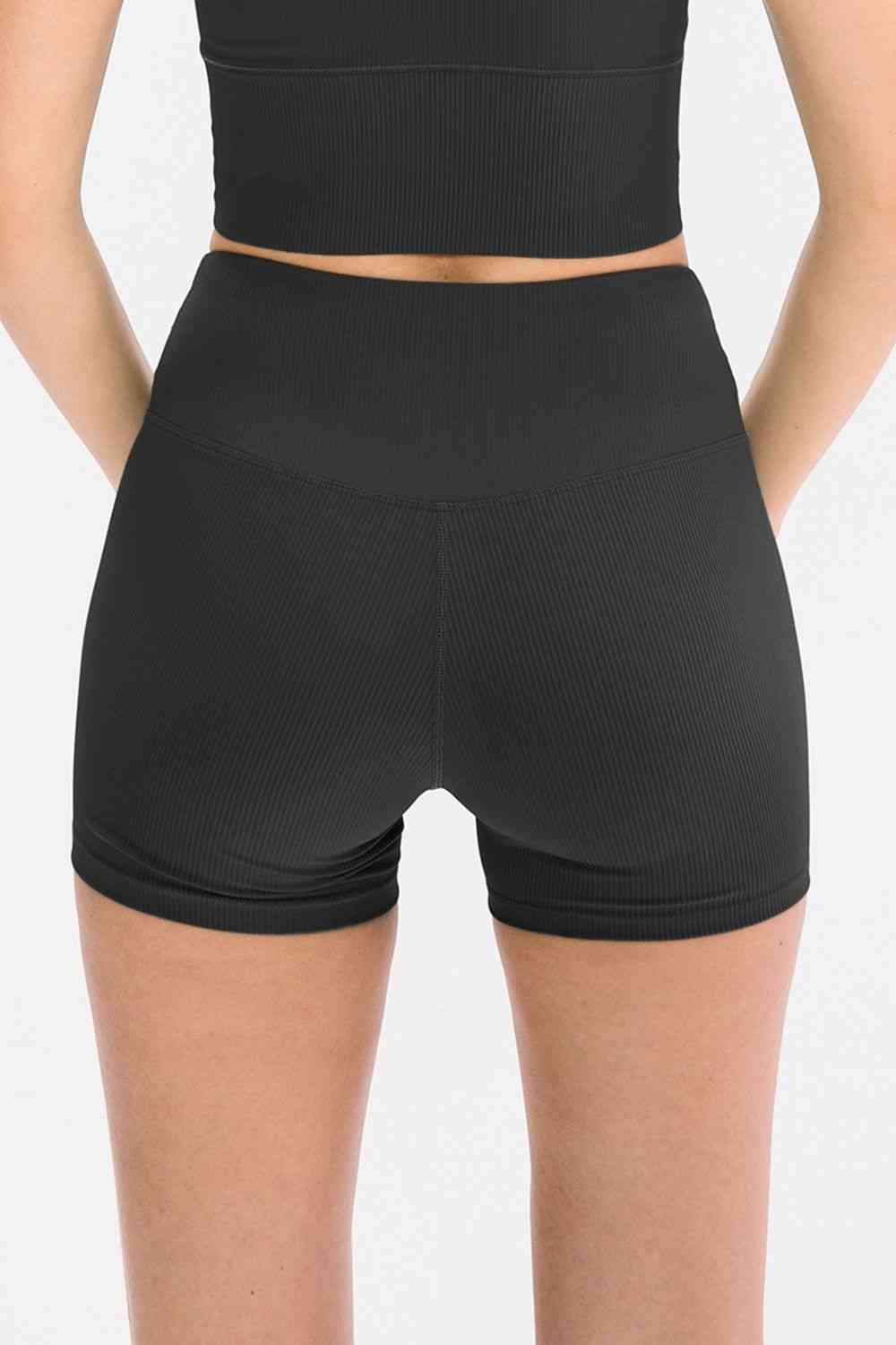 Slim Fit Wide Waistband Sports Shorts Trendsi