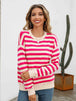 Striped Drop Shoulder Knit Top Trendsi