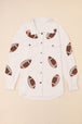  Football Patch Collared Neck Snap Button Jacket Trendsi