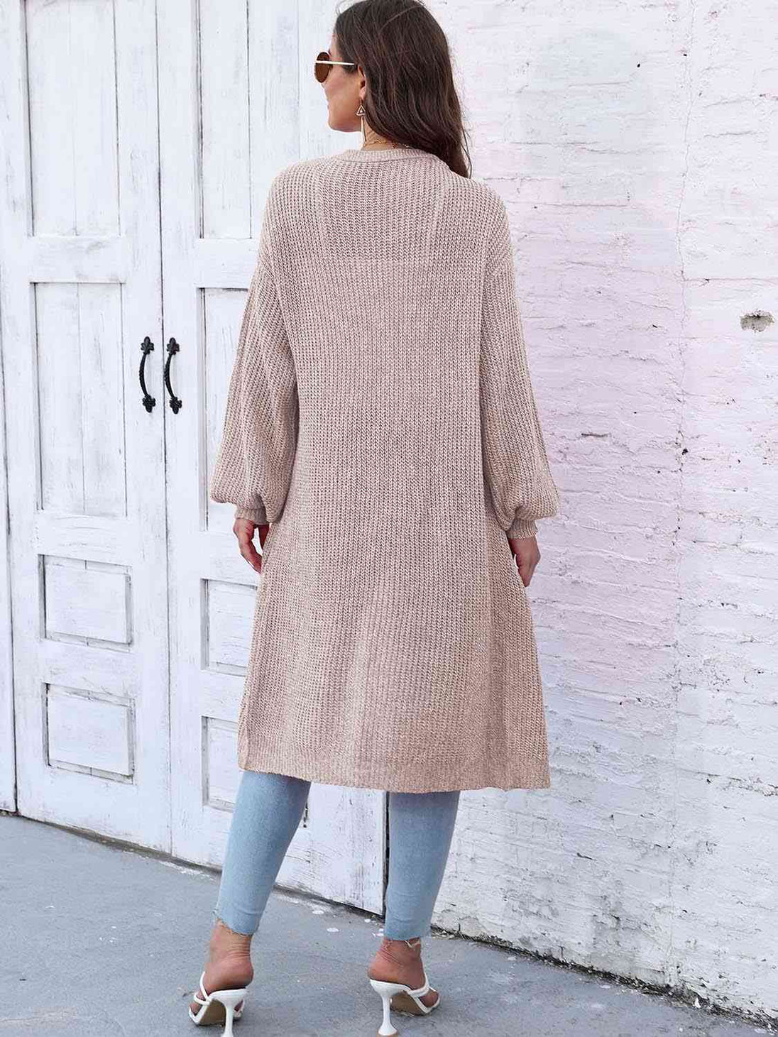 Open Front Longline Cardigan with Pockets Trendsi