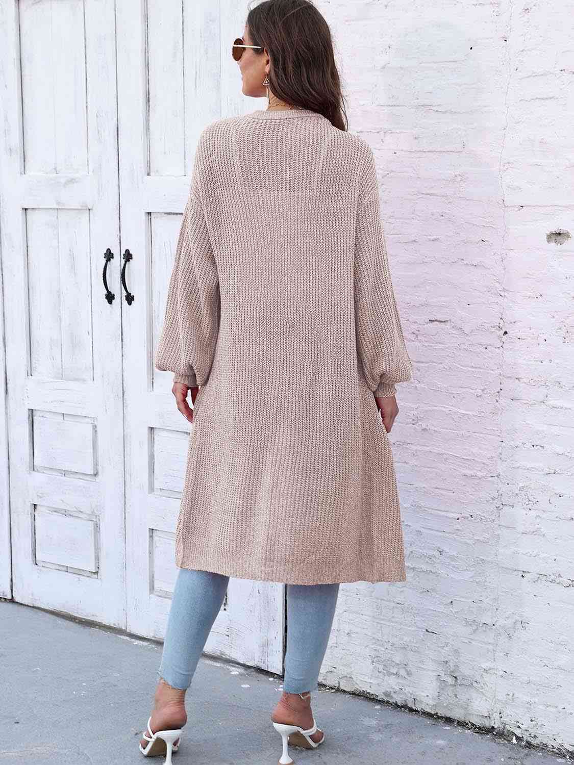 Open Front Longline Cardigan with Pockets Trendsi