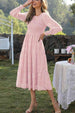 Round Neck Lantern Sleeve Midi Dress -BazaarBey - www.shopbazaarbey.com