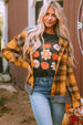 Plaid Hooded Button Front Jacket Trendsi