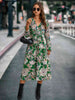 Printed Tie Front  Flounce Sleeve Dress -BazaarBey - www.shopbazaarbey.com