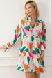 Printed Ruffle Hem Long Sleeve Mini Dress -BazaarBey - www.shopbazaarbey.com