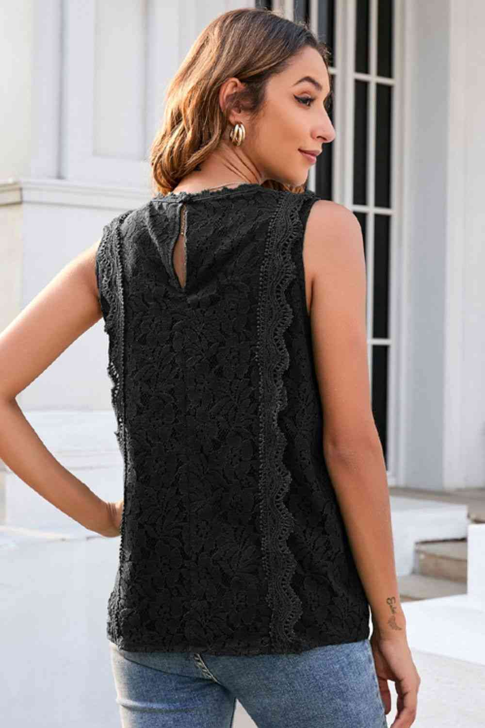 Lace V-Neck Tank Bazaarbey