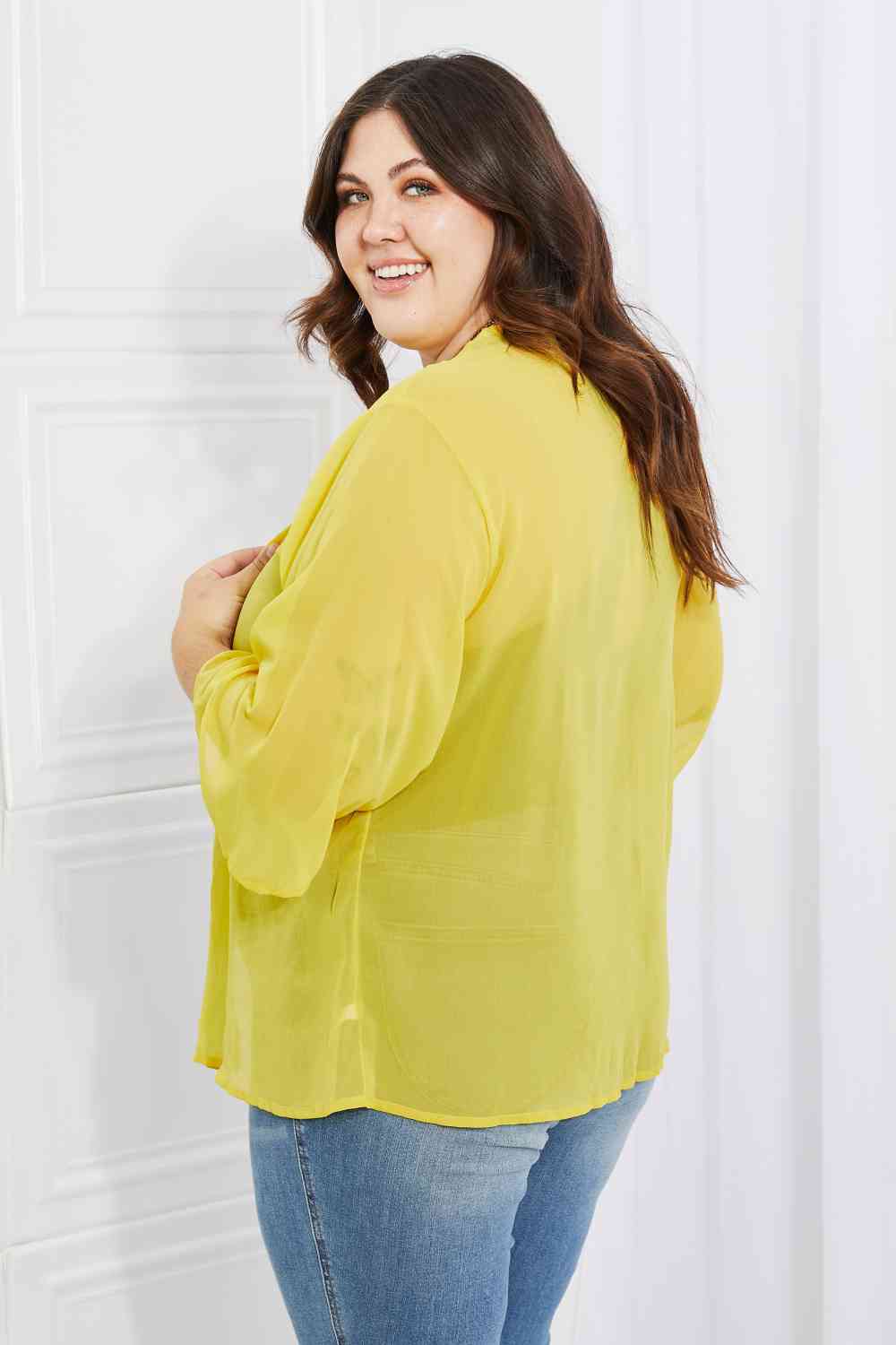 dy Just Breathe  Chiffon Kimono in Yellow Bazaarbey